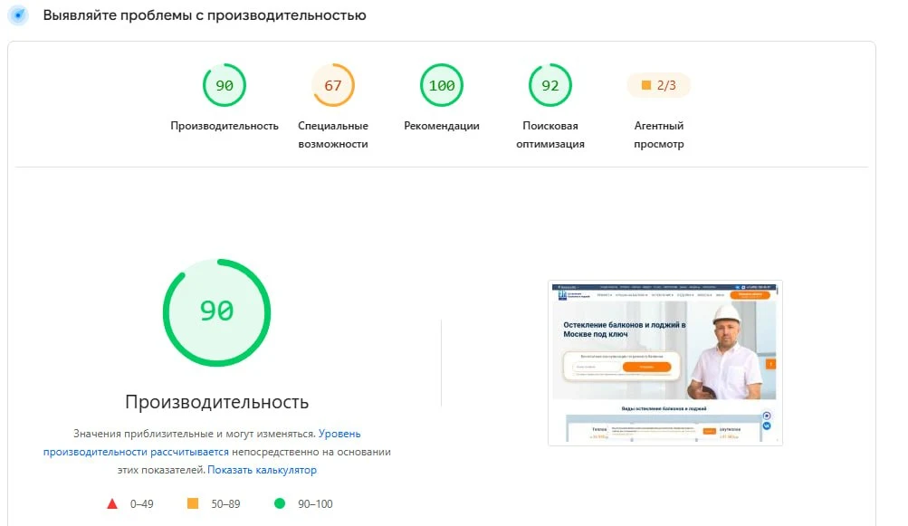Проверка скорости сайта elit-balkon.ru