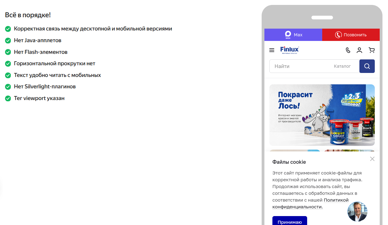 Техническая проверка finlux.ru